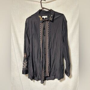 Johnny Was Black Embroidered Casual Shirt